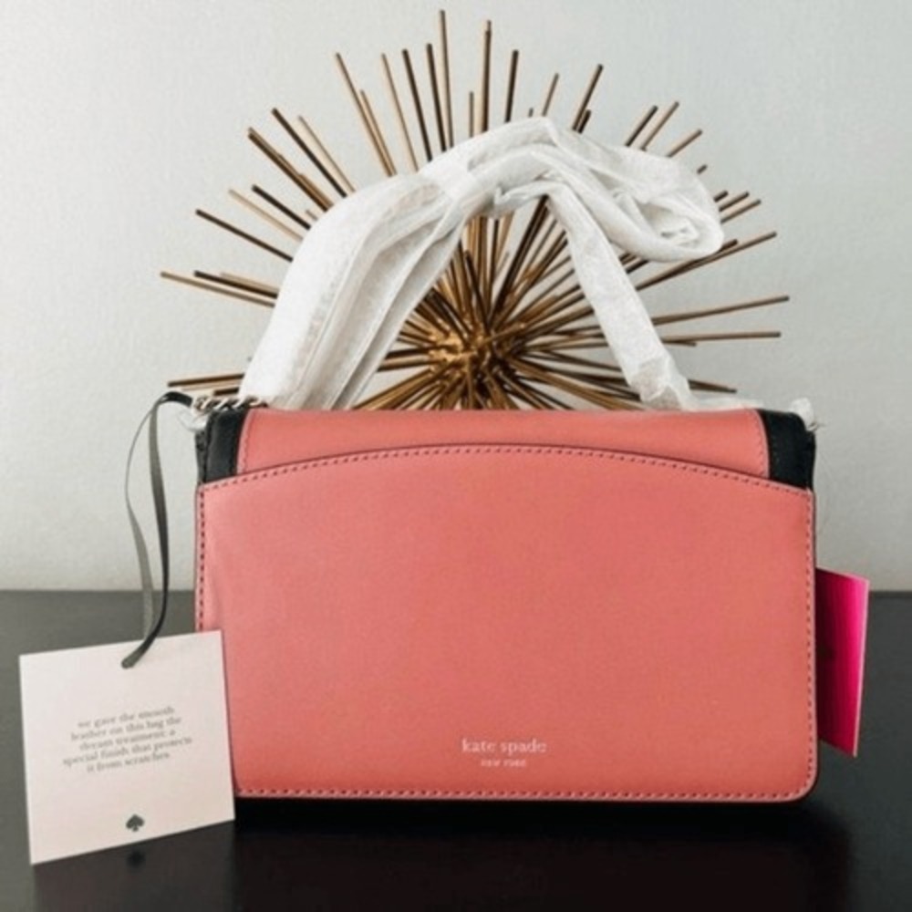 Kate Spade Gentle Panda Crossbody‎ Leather Wallet Bag, Pink/Black, NWT - Picture 10 of 16